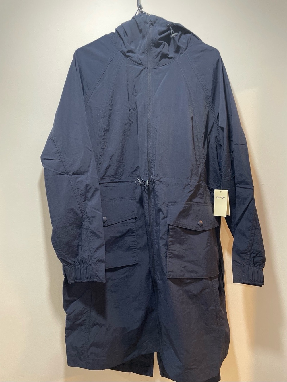 Men's Navy Hooded Lightweight Parka Jacket